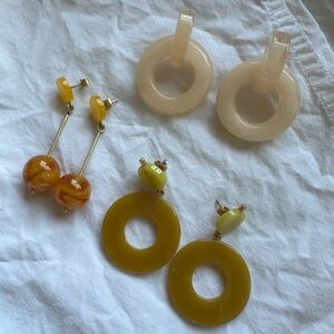 Vintage Modern Acrylic Marbled Earring Lot Set of 3 Pairs Junk Drawer Jewelry